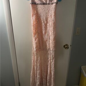 My Michelle - Sparkly Pink Lace Strapless Dress - Size 7